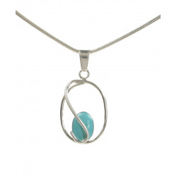 Cavendish French  Silver Turquoise Pendant and Chain 1205