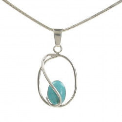 Cavendish French  Silver Turquoise Pendant and Chain 1205