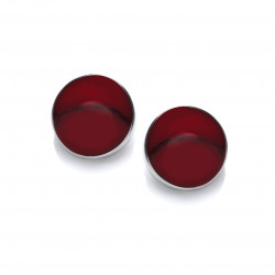 Cavendish French Silver and Formed Red Jasper Button Earrings 4679