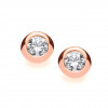 Cavendish French Rose Gold and Silver Open Backed CZ Solitaire Earrings 1 Carat 4783R-7