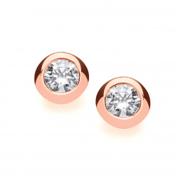 Cavendish French Rose Gold and Silver Open Backed CZ Solitaire Earrings 1 Carat 4783R-7