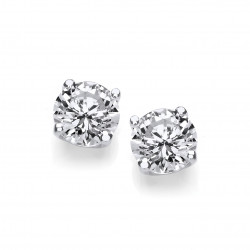 Cavendish French Silver Simple Cubic Zirconia Solitaire Stud Earrings 1/2 Carat 4863-5