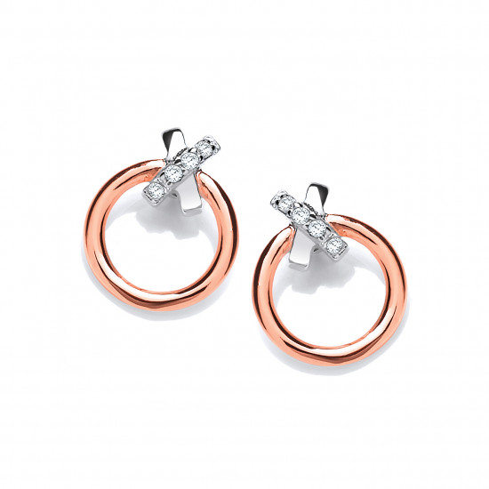 Cavendish French Silver and Rose Gold Dainty Earrings 5432