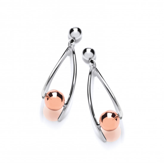 Cavendish French Silver and Copper Ball in a Wire Drop Earrings 5505