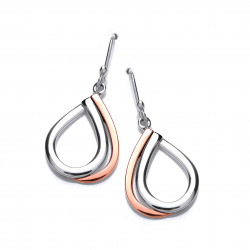 Cavendish French Silver and Copper Double Teardrop Earrings 5587