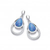 Cavendish French Silver, CZ and Blue Opalique Teardrop Earrings 5672