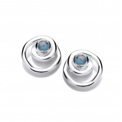 Cavendish French Silver and Turquoise Spiral Earrings 5744