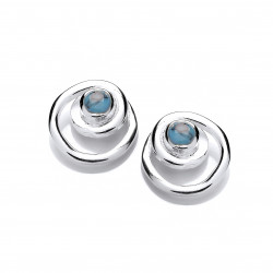 Cavendish French Silver and Turquoise Spiral Earrings 5744