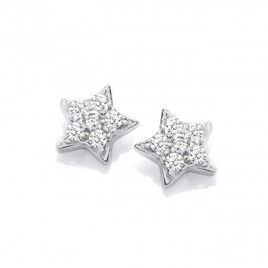 Cavendish French Silver & Cubic Zirconia Star Stud Earrings 5765