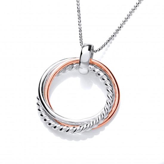 Cavendish French Sterling Silver and Copper Trio Ring Pendant 6739 Cavendish French Sterling Silver and Copper Trio Ring Pendant 6739