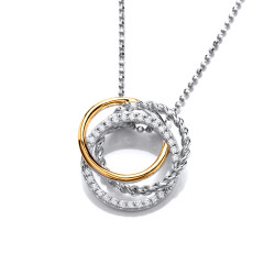 Cavendish French Sliver Gold and Cubic Zirconia Circles Pendant and Chain CF374