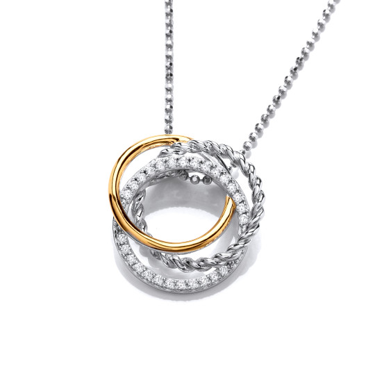 Cavendish French Sliver Gold and Cubic Zirconia Circles Pendant and Chain CF374 Cavendish French Sliver Gold and Cubic Zirconia Circles Pendant and Chain CF374