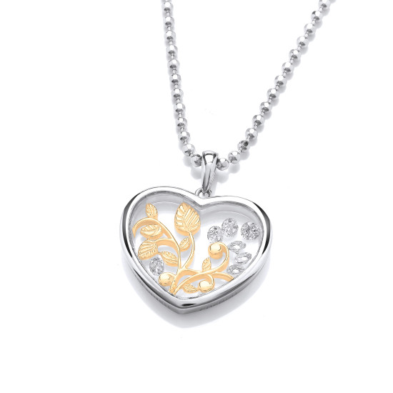 Cavendish French Celestial CZ Heart Pendant and Chain CF382