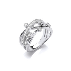 Cavendish French Silver Sassy Solitaires and Strands CZ Ring CF381