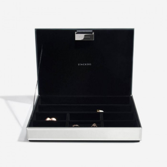 Stackers Graphite Glitter Glass Classic Jewellery Box Lid 75473 Stackers Graphite Glitter Glass Classic Jewellery Box Lid 75473