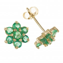 9ct Emerald Flower Studs AP0228