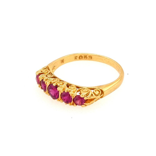 Pre Owned 18ct 5 Stone Ruby Ring ZK455 Pre Owned 18ct 5 Stone Ruby Ring ZK455