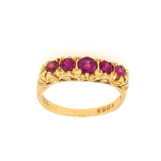 Pre Owned 18ct 5 Stone Ruby Ring ZK455 Pre Owned 18ct 5 Stone Ruby Ring ZK455