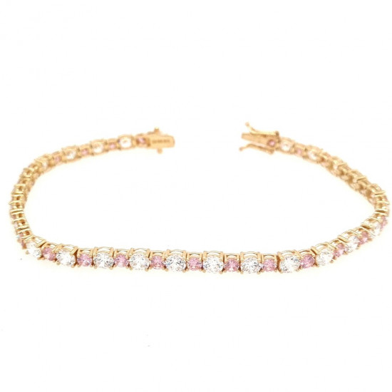 Pre Owned 14ct Pink and Clear CZ Bracelet ZK576 Pre Owned 14ct Pink and Clear CZ Bracelet ZK576