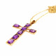 Pre Owned 9ct Amethyst Cross with Chain ZL91 Pre Owned 9ct Amethyst Cross with Chain ZL91