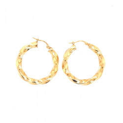 Pre Owned 9ct Twist Hoop Earrings ZL95