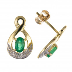 9ct Emerald and Diamond Stud Earrings AP0499