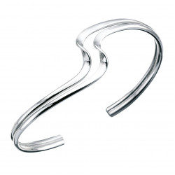 Silver Double Wave Cuff Bangle B480