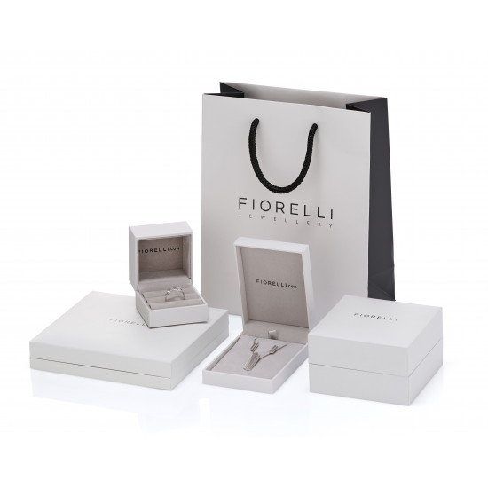 Fiorelli Silver Connected Rings Hoop Earrings with Yellow Gold Plating and CZ E5957C