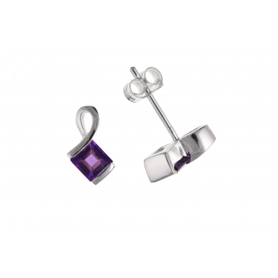 Silver Amethyst Stud Earrings BP0325