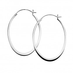 Silver Oval Flat Edge Hoop Earrings E3197