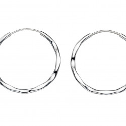 Silver Large Textured Hoop Earrings E5032