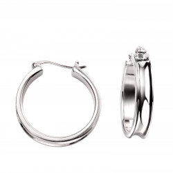 Silver Concave Hoop Earrings E5178