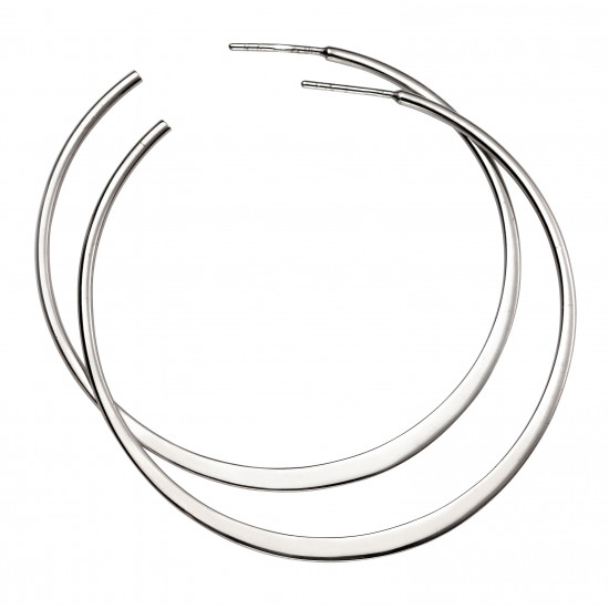 Silver Large Plain Hoop Earrings E5410