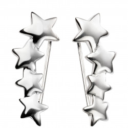 Silver Graduated Star Crawler Stud Earrings E5420