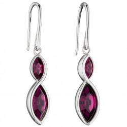 Fiorelli Silver Amethyst Navette Twist Earrings E5800M