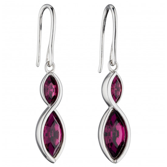 Fiorelli Silver Amethyst Navette Twist Earrings E5800M