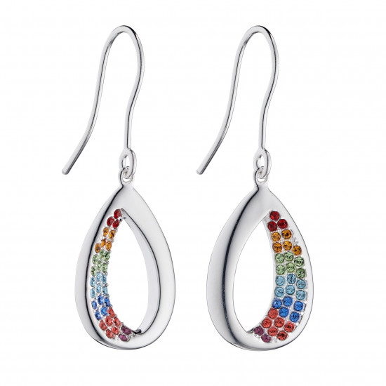 Silver Open Teardrop Rainbow Earrings With Crystals By Swarovski E5940 Silver Open Teardrop Rainbow Earrings With Crystals By Swarovski E5940