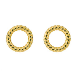 Fiorelli Rope Pattern Open Circle Stud Earrings with Yellow Gold Plating F67