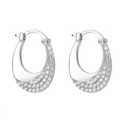 Fiorelli Knife Edge Hoop Earrings with CZ Wave F62