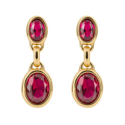 Fiorelli Fuchsia Nano Crystal Double Drop Earrings with Yellow Gold Plating F59