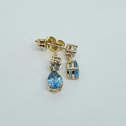 9ct Blue Topaz And CZ Drop Earrings GE1156BT