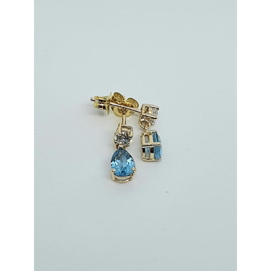 9ct Blue Topaz And CZ Drop Earrings GE1156BT