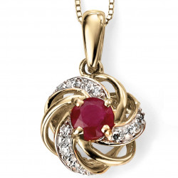 9ct Gold Ruby and Diamond Pendant GP977R 