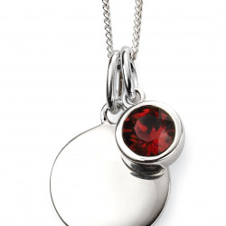 Birthstone Silver Pendant January P4590