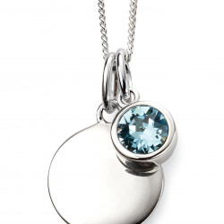 Birthstone Silver Pendant March P4592