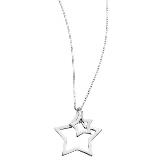 Silver Double Star 40+2cm NECKLACE N2730 Silver Double Star 40+2cm NECKLACE N2730