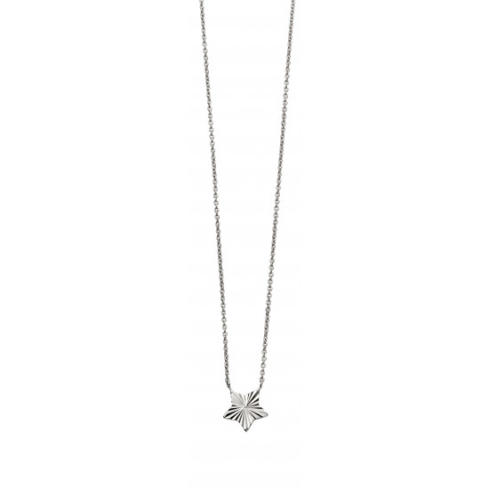 Silver Diamond Cut Star Necklace N4327