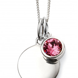 Birthstone Silver Pendant October P4599