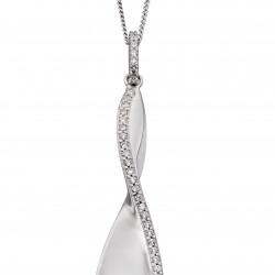  Fiorelli Silver Cubic Zirconia Twist Pendant and Chain P4786C