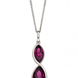  Fiorelli Silver Amethyst Navette Twist Pendant and Chain P4799M